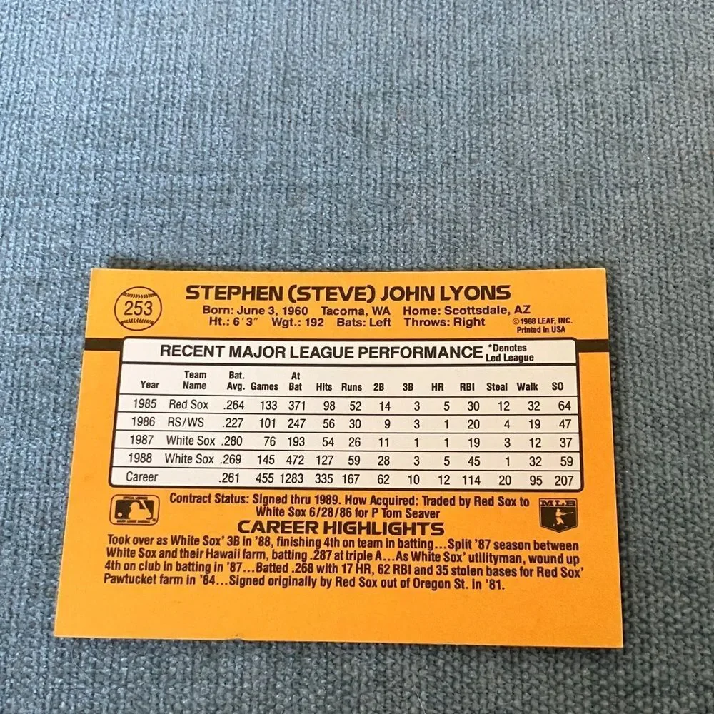 1989 Donruss Chicago White Sox Baseball Card Trading Card